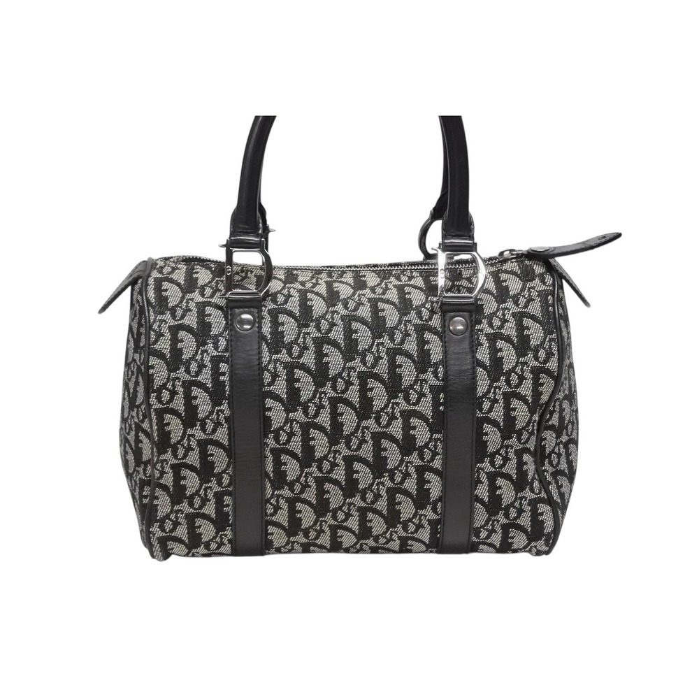 Dior Bag Canvas Handbag Boston Christian Black Trotter - Picture 3 of 10